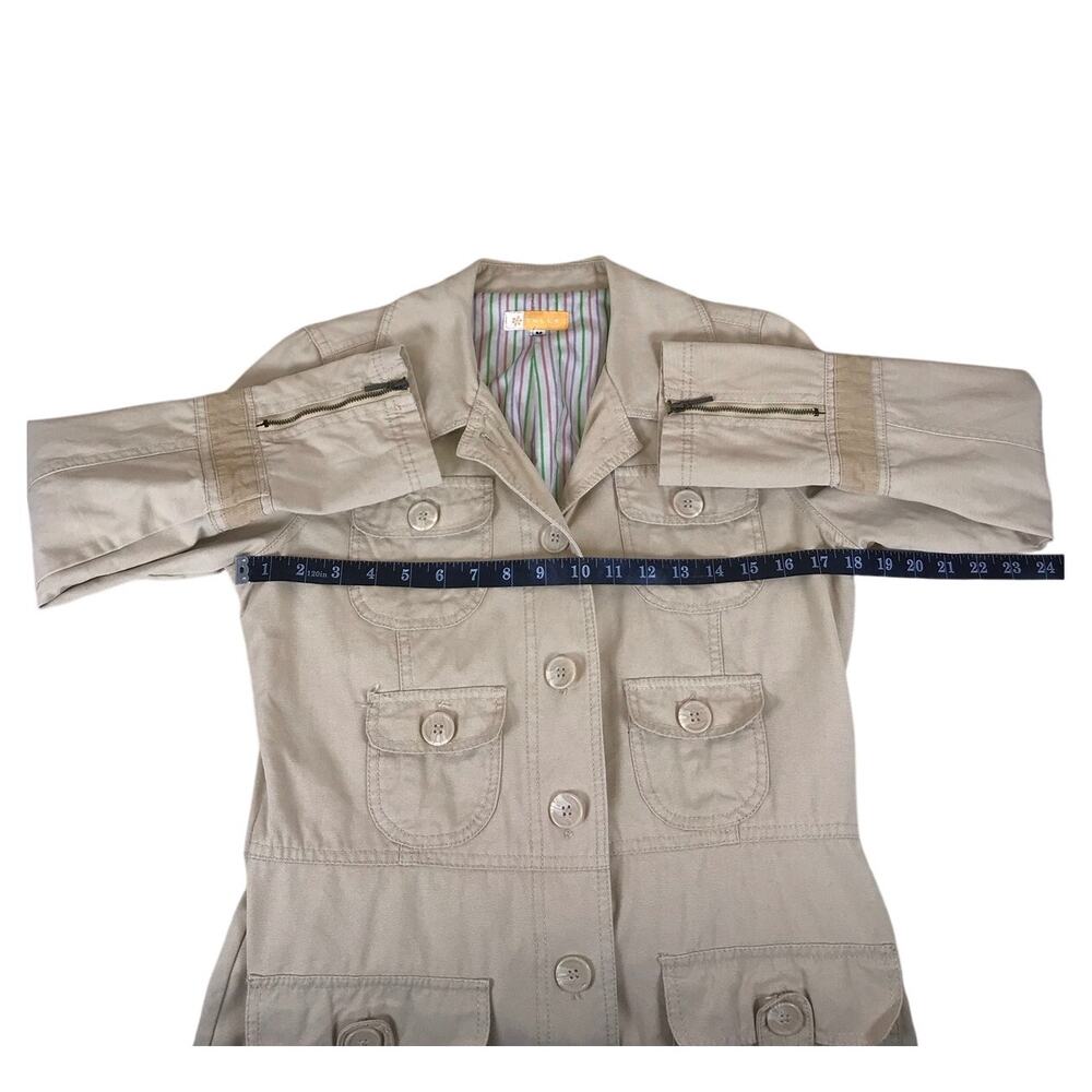 Tulle Trench Coat Women’s Medium Khaki Utility Cargo Cotton Vintage Inspired - Picture 8 of 9